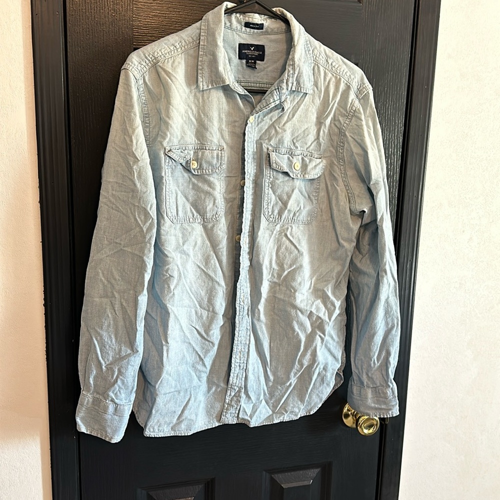 Light blue button up